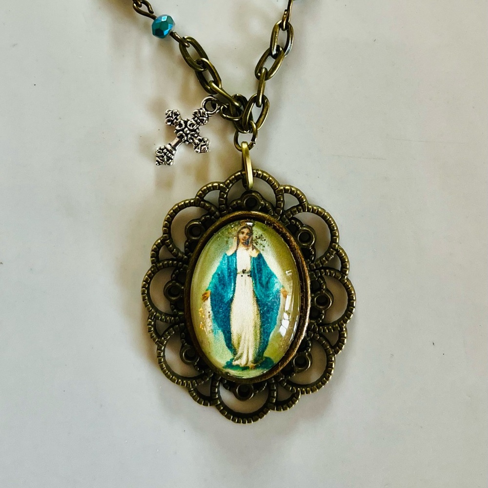 Immaculate Conception of Mary Madonna Virgin Mary Dangle Necklace